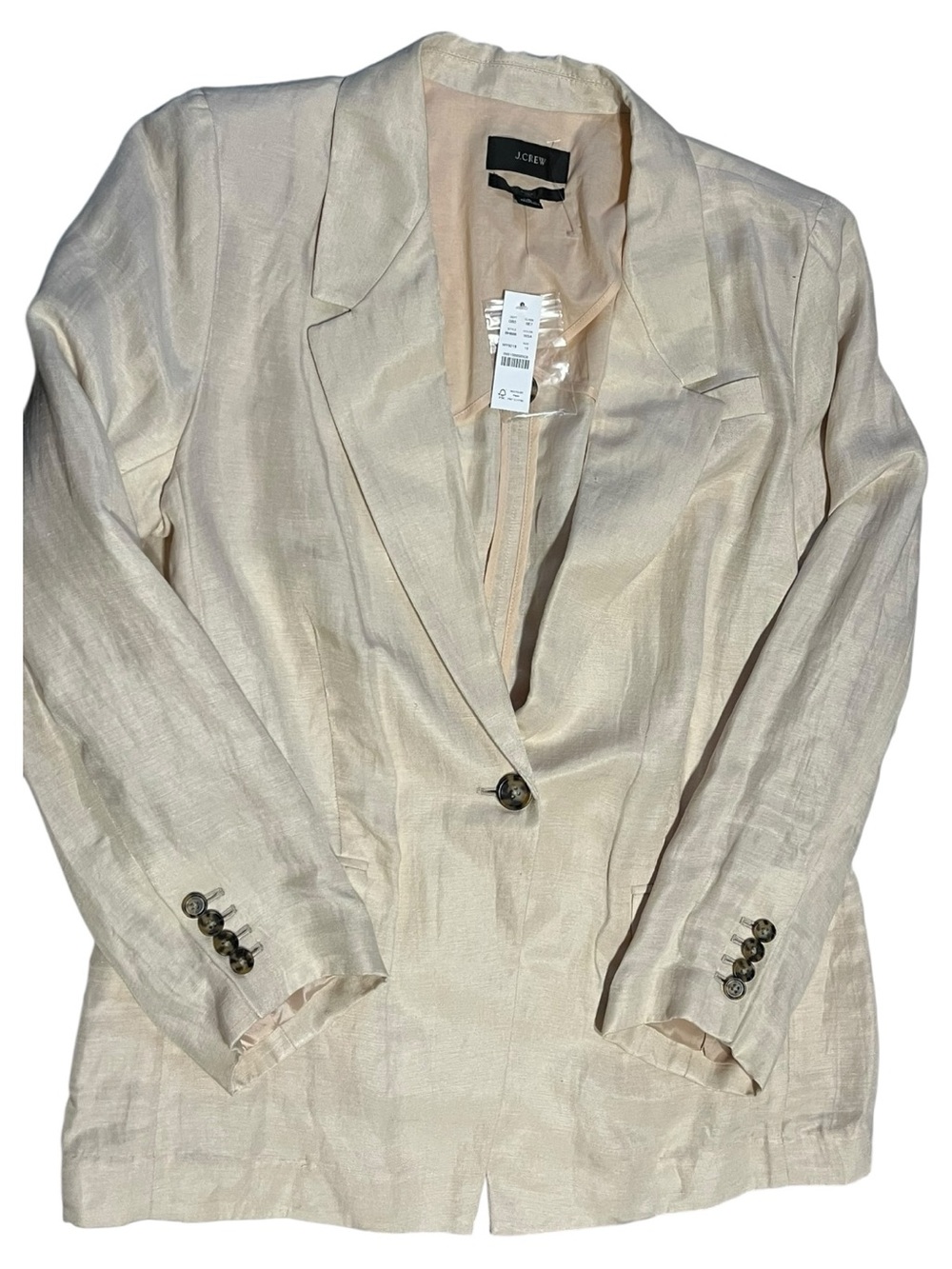 J. Crew Beige Single-Button Linen-Blend Blazer